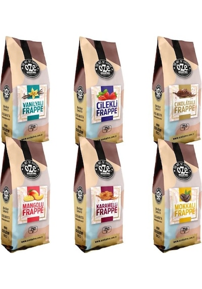 Oze Frappe Seti Vanilya 250 G + Mokka 250 G +  Mango 250 G +  Karamel 250 G + Çilek + 250 G + Çikolata 250 G