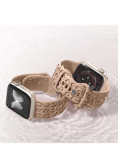 Apple Uyumlu  Watch 44 45 46mm Leopar Desenli Yumuşak Silikon Kordon Seri 2 3 4 5 6 Se 7 8 9 10