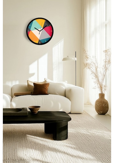 Modern Duvar Saati - 25cm - Önü Camlı Siyah Kasa - Sessiz Mekanizma-jh0904 Siyah