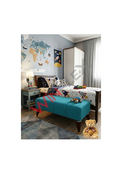 Winflex Şık Ve Fonksiyonel Dekoratif Puf 38x100 Cm Turkuaz