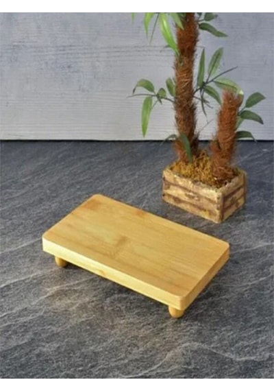 Bambu Top Ayaklı Dikdörtgen Düz Stant, Bambu Sunumluk 30x20 Bambu