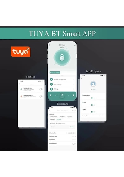 Akıllı Cam Kapı Kilidi Parmak İzi+şifre+kart+bluetooth İle Açma
