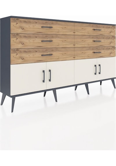 Arges Konsol 2 Raflı 6 Çekmeceli 4 Kapaklı 176x30x99 Antrasit-ayt Antrasit-aytaşı/çam Arges Konsol 2 Raflı 6 Çekmeceli 4 Kapaklı 176x30x99 Antrasit-ayt Antrasit-aytaşı/çam