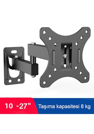 Hareketli Monitör 10-27" Tv Duvar Askı Aparatı 2 Kollu 8kg Taşıma
