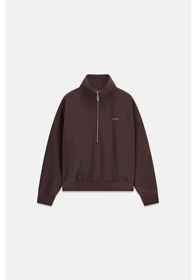 Guess Yarım Fermuarlı Kahverengi Kadın Sweatshirt V6yq25k4801