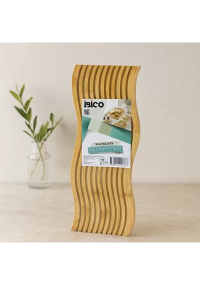 Bambu Servis Sunum Tahtası 17x39x1.5 Cm Çift Yüzlü Dalgalı/kanallı Bambu Rengi-doğal Ahşap