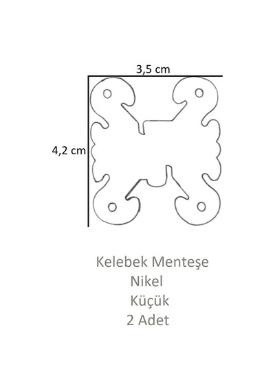 Nikel Dekoratif Kelebek Menteşe Küçük 2 Adet 4,2cm X 3,5cm
