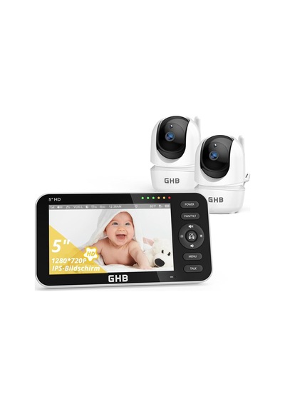 Ghb Bebek Monitörü 2 Kamera, 5 Inç 720p Hd Ekran, Vox Modu Kamera Sistemi