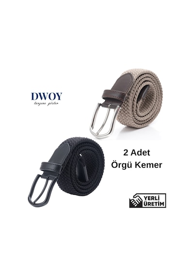 Elastik Örgü Kemer 2'li Set-794 Bej