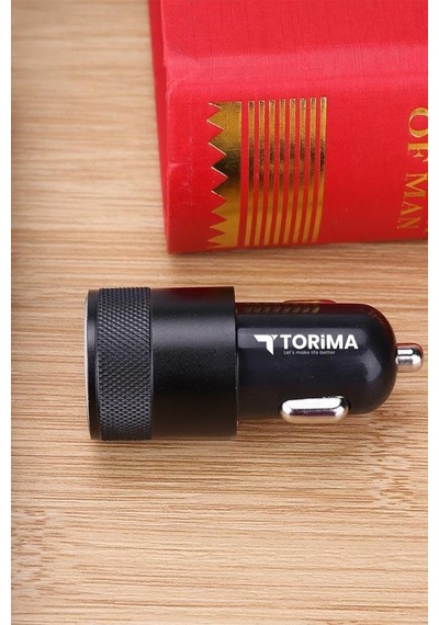 Torima C3 Type-c Siyah Tüm Araçlara Uyumlu Araba Çakmaklık Çift Usb Girişli Oto Şarj Aleti Soketi