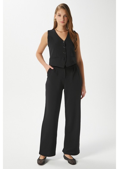 Ritnice Kadın Petra Siyah Yelek Likralı Pantolon Alt Üst Takım