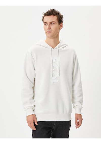 Koton Atatürk Baskılı Kapşonlu Sweatshirt 100.yıla Özel Ekru 4wam70497mk Ekru