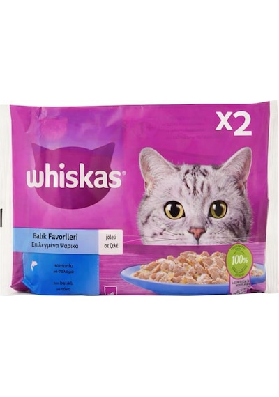 Whiskas Pouch Balık Favorileri Yetişkin Kedi Konservesi 85gr 4'lü 2 Adet