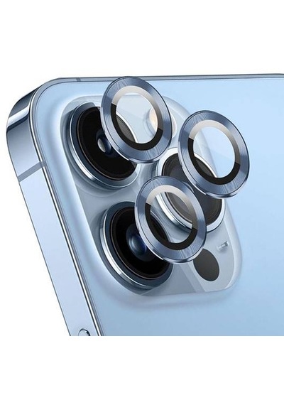 Ennar Apple Uyumlu iPhone 14 Pro 6.1'' Metal Çerçeveli Kamera Koruma Lensi Sierra Mavi Mavi