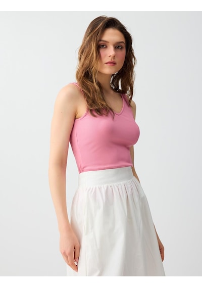 Jimmy Key Pembe Dar Kesim V Yaka Basic Örme Atlet 6sw016793610