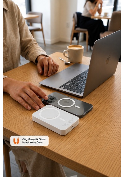 MagSafe Uyumlu 10000 mAh Kablosuz Hızlı Şarj Powerbank Taşınabilir Şarj Cihazı