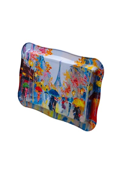 Ef165-q2 Rain Paris Desenli Dikdörtgen Tepsi 24x36 Cm Desenli