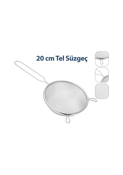 Tel Süzgeç 20 Cm Metal Saplı Kulaklı Çok Renkli