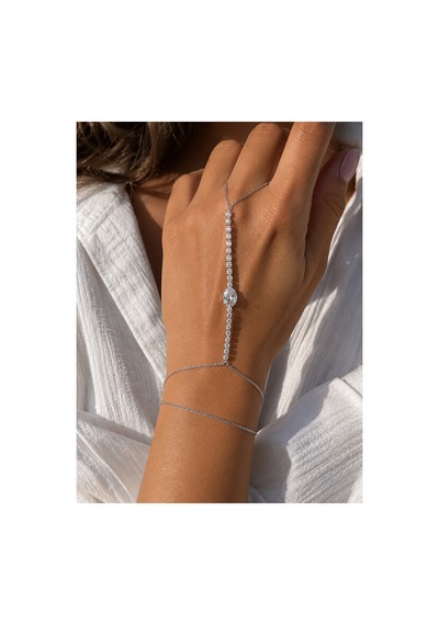 Gümüş Renk Oval Tektaş Zirkon Taşlı Şahmeran Bileklik Gümüş - 905104925 Gümüş