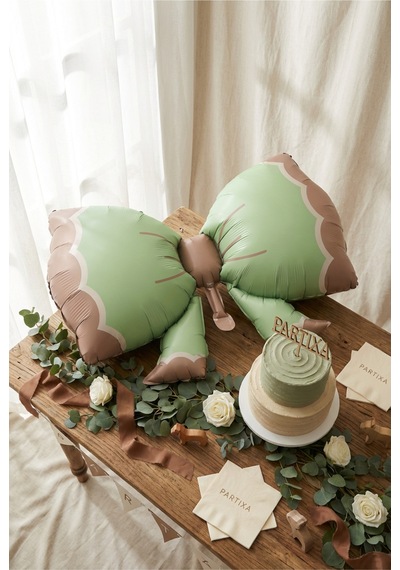Retro Yeşil Fiyonk Folyo Balon Baby Shower Doğum Günü Parti Süsü Çok Renkli