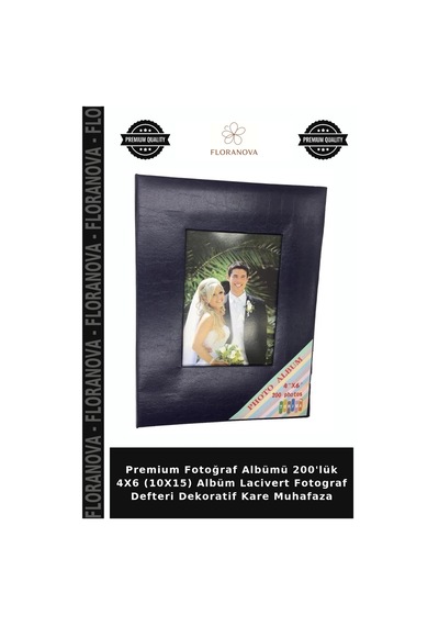 Premium Fotoğraf Albümü 200'lük 4x6 10x15 Albüm Lacivert Fotograf Defteri Dekoratif Kare Muhafaza