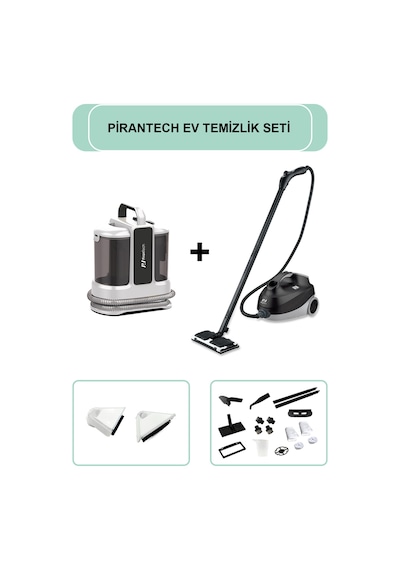 PiranTech KT-703 Koltuk Ve Halı Yıkama Makinesi + CB-107C Çok Fonksiyonlu Buharlı Temizlik Makinası