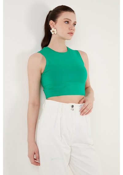 Lela Pamuklu Bisiklet Yaka Dar Kesim Crop Bayan Atlet 5865259 Benetton