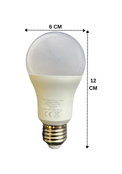 Mycare 13w Sarı Işık E27 Duylu Led Ampul, 12 Adet Diğer