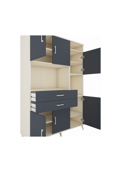 Hyperion Dolap 9 Raflı 2 Çekmeceli 6 Kapaklı 132x44x195 Aytaşı-antrasit/antrasit Antrasıt/antrasıt