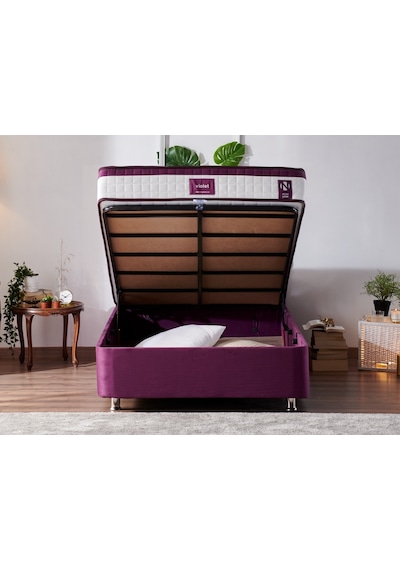 Nironyatak Niron Purple Baza 120X200 Cm Tek Kişilik Sandıklı Mor Kumaş Baza
