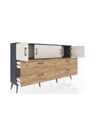 Arges Konsol 2 Raflı 4 Çekmeceli 4 Kapaklı 176x30x99 Antrasit-ayt Antrasit-aytaşı/çam Arges Konsol 2 Raflı 4 Çekmeceli 4 Kapaklı 176x30x99 Antrasit-ayt Antrasit-aytaşı/çam