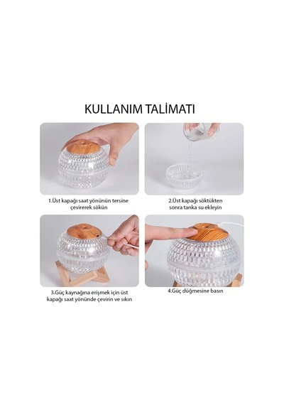 Sx-e346 Premium Küre Tasarımlı Oda Nemlendirici Led Ambiyans Işıklı Soğuk Buhar Difüzör