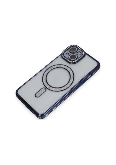 Apple İphone 14 Kılıf Joke Simli Magneticsafe Kılıf - Lacivert