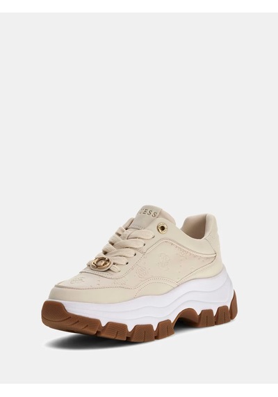 Guess Berrett 4g Ve Peony Logolu Kadın Sneaker Ayakkabı Flfbrtpel12 Krem