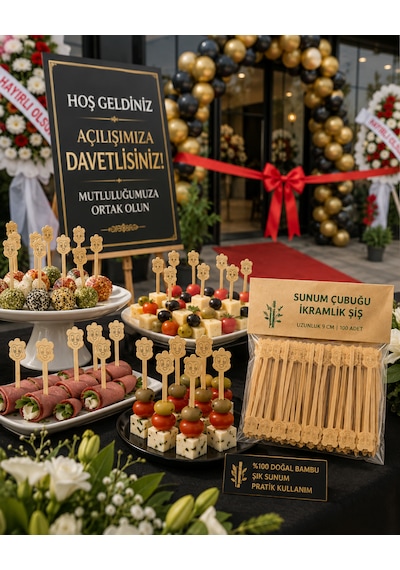 İkramlık Şiş Kanepe Sunum Çubuğu Maymun Figürlü 100 Adet