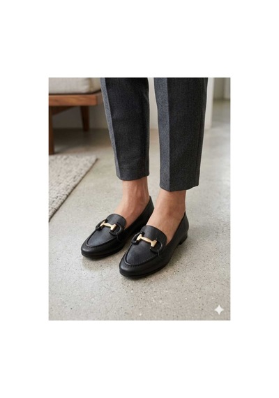Pynare Kadın Tokalı Günlük Loafer Ayakkabı Siyah Siyah