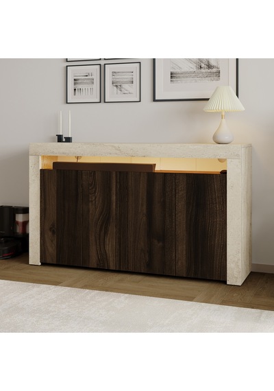 İnarch Dizayn Batı Led Işıklı Konsol Modern 4 Kapaklı Tv Konsolu - Tv Ünitesi Traverten/ceviz İnarch Dizayn Batı Led Işıklı Konsol Modern 4 Kapaklı Tv Konsolu - Tv Ünitesi Traverten/ceviz