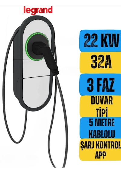 Legrand Elektrikli Araç Şarj İstasyonu 22 Kw Kablolu Duvar Tipi