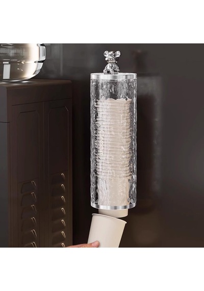 Ayt Sunup Sn-27110 Kendinden Yapışkanlı Plastik Karton Bardak Dispenseri Su Sebili Kahve Makinası Yanı Bardaklık Gri