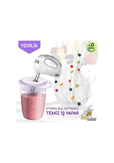Soft Kapaklı Mikser Karıştırma Kabı Beyaz