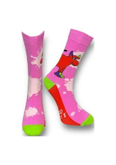 Me-vo Tekli Pembe Renkli Bay/bayan Unisex Esnek Nem Alabilen Pamuklu İnek Desenli Soket Çorap Pembe