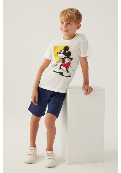 Mickey Mouse Beyond Krem Erkek Çocuk Bermuda Takım 5274-42797 Krem