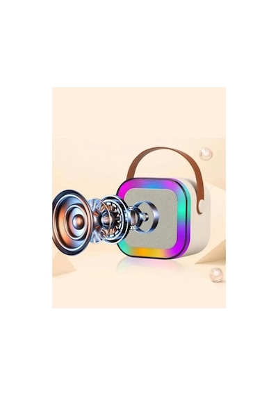 Karaoke Kablosuz Hoparlör Mikrofonlu Rgb Işıklı Bluetooth Speaker Tf Kart/usb Siyah