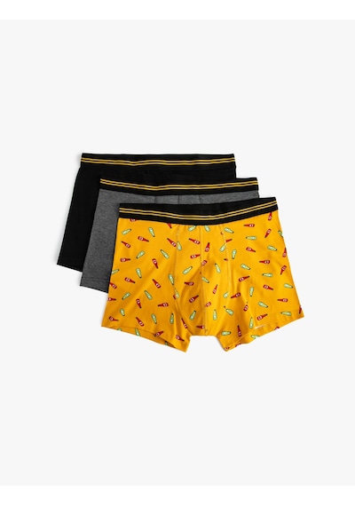 Koton 3'lü Boxer Seti Baskılı Çok Renkli Turuncu 4slm90059mk Turuncu