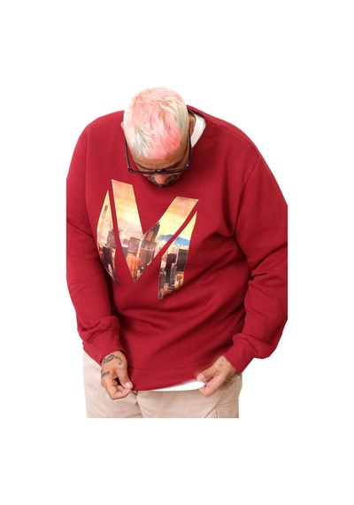 Mode Xl Büyük Beden Erkek Sweat Bisiklet M U25807 Bordo