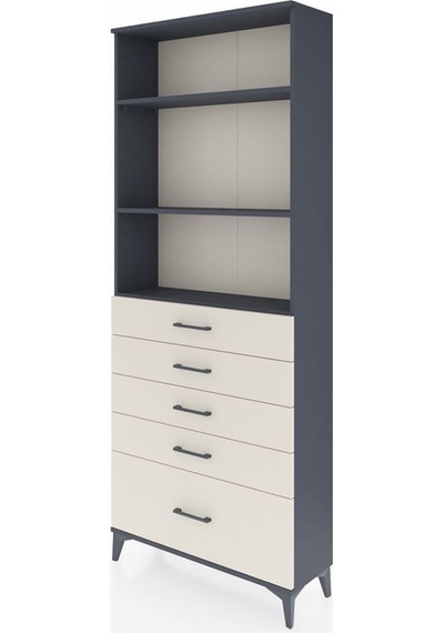 Arges Dolap 3 Raflı 5 Çekmeceli 88x30x221 Antrasit-aytaşı Antrasit