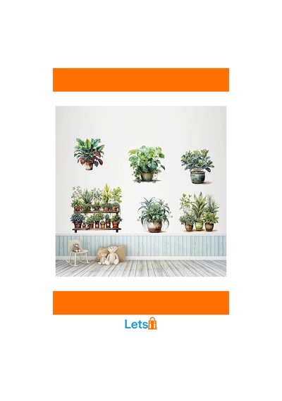 Tropikal Bitkiler Duvar Stickerı Yeşil Yapraklı 90x35 Cm 8 Adet Çok Renkli
