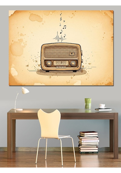 Ahşap Tablo Nostaljik Eski Tip Ahşap Radyo