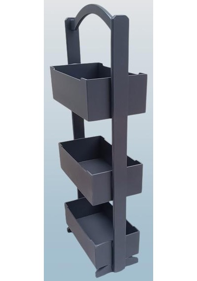 Hobi Adn 90383 Raf Terek 3'lü Geniş İç Hacim Cnc Kesim Ahşap Mdf Antrasit Elyapım