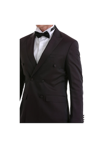Hatemoğlu Bordo Slim Fit Düz Sivri Yaka Klasik Kruvaze Smokin Damatlık Bordo